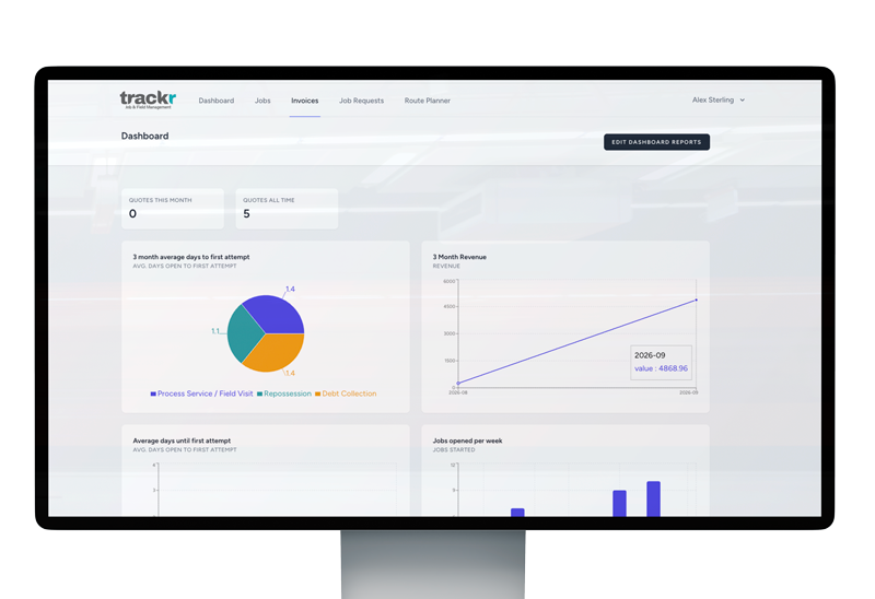 Trackr-App Job management Screens